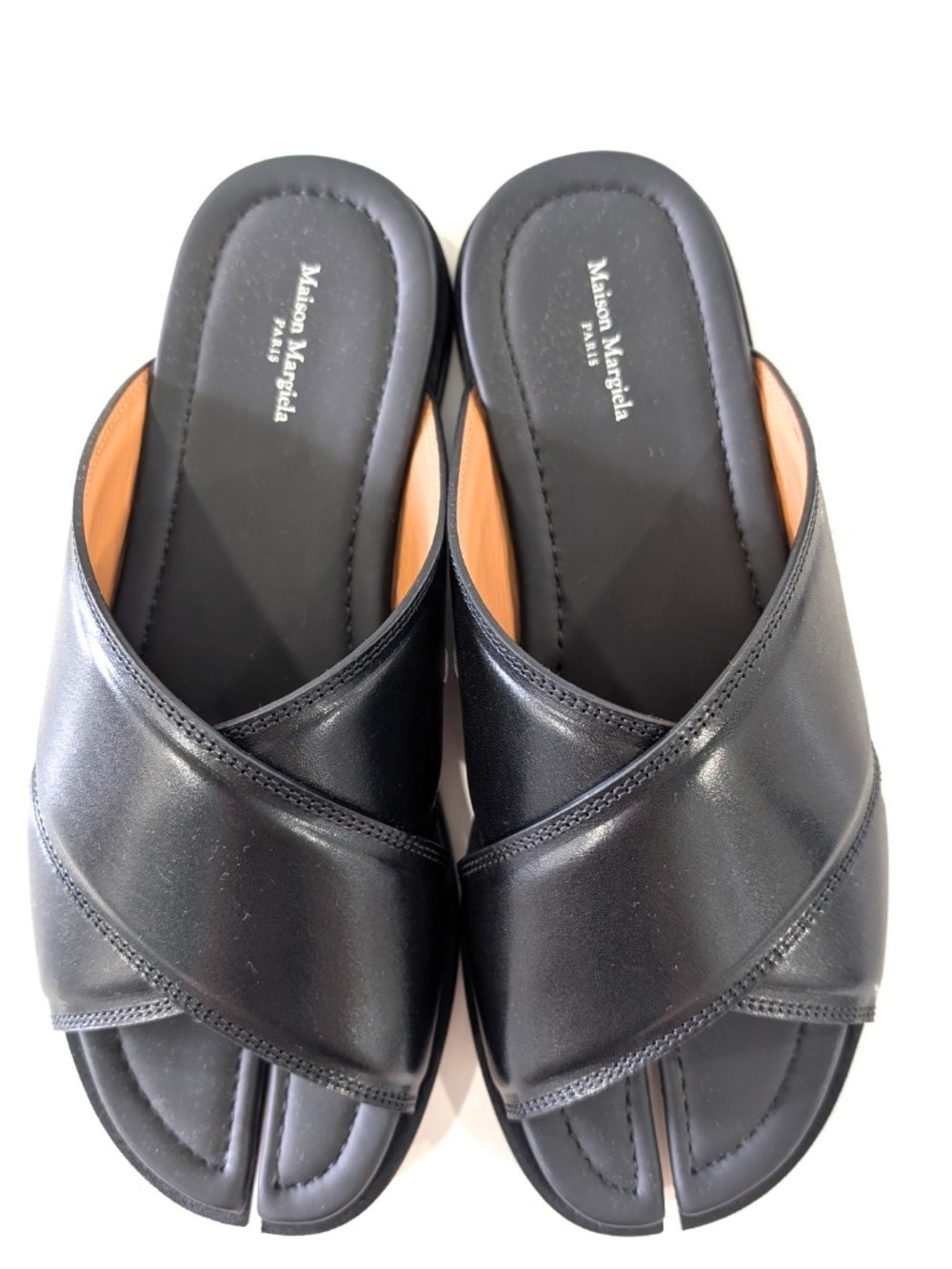 Maison Margiela Tabi Numbers Crossed Leather Sandals Black Slide 40 NIB $1250 - Picture 9 of 17